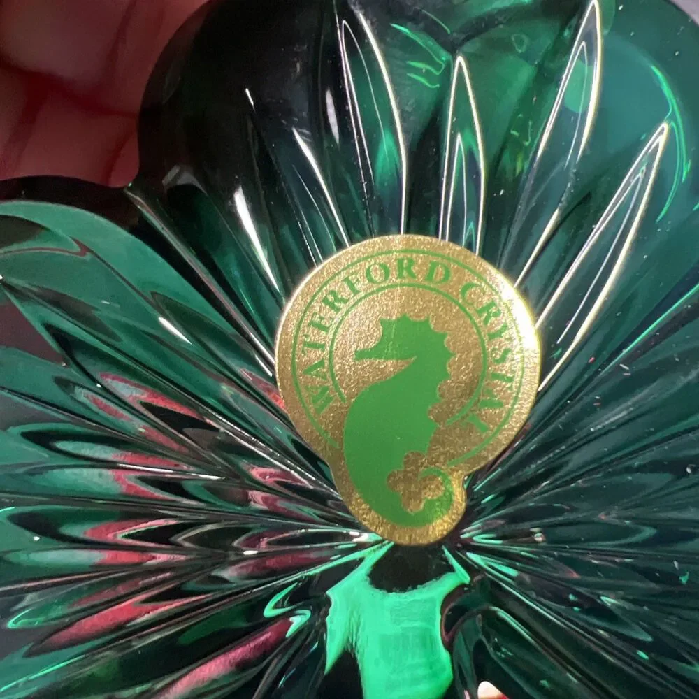 Waterford Crystal 2014 Annual Green Shamrock ornament with enhancer #164589